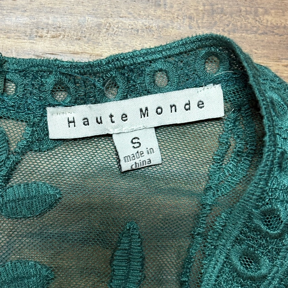 Haute Monde dark green lace overlay dress, size Small - Picture 2 of 11